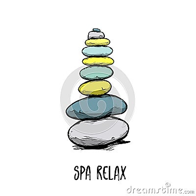 Zen stone balance with the text, peaceful concept Vector Illustration