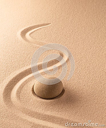 Zen stone garden for spiritual healing. Meditation and concentration sand background Stock Photo