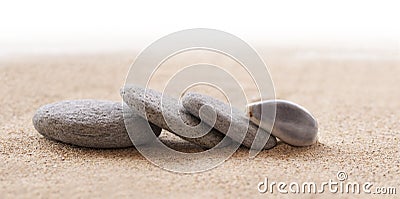 Zen stone stack and sand Stock Photo