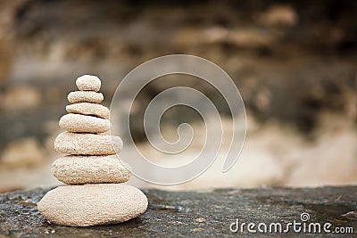 Zen stones, background ocean, see, place for the perfect meditation Stock Photo