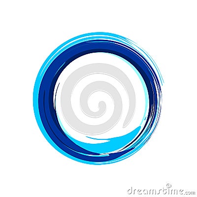 Zen Symbol Abstract Blue Ink Brush Vector Illustration