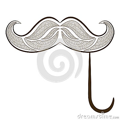 Zen tangle fake mustache vector. Zentangle whisker. Vector Illustration