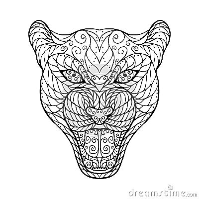 Zen tangle head of jaguar Vector Illustration
