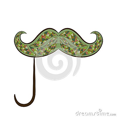 Zen tangle mustache on a stick vector. Zentangle fake whisker. Vector Illustration