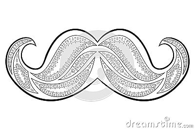 Zen tangle mustache vector. Zentangle whisker. Coloring book. Vector Illustration