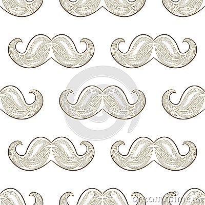 Zen tangle mustache vector. Zentangle whisker. Seamless pattern. Vector Illustration