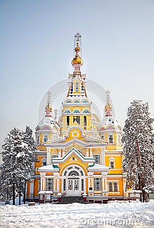 Zenkov Cathedral in Almaty Stock Photo