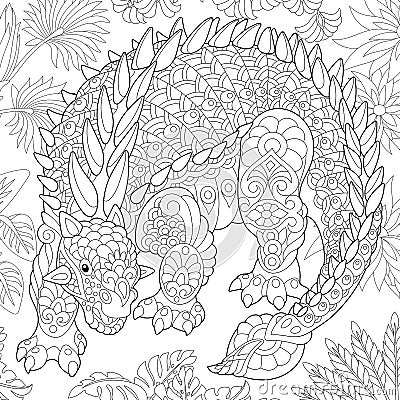 Zentangle ankylosaurus dinosaur Vector Illustration