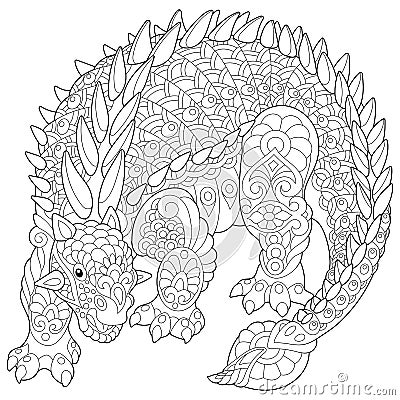 Zentangle ankylosaurus dinosaur Vector Illustration