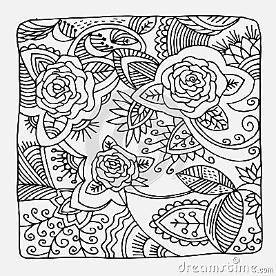 Zentangle with decorative doodle flower. Vector Illustration