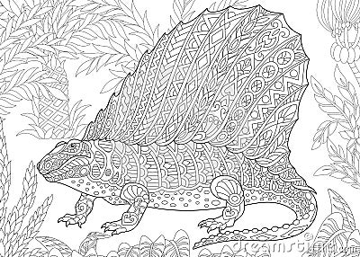 Zentangle dimetrodon dinosaur Vector Illustration