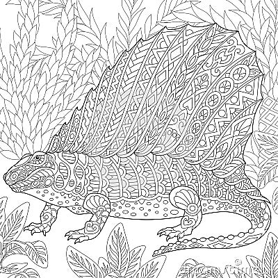 Zentangle dimetrodon dinosaur Vector Illustration