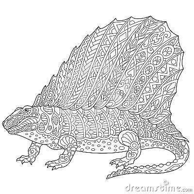 Zentangle dimetrodon dinosaur Vector Illustration