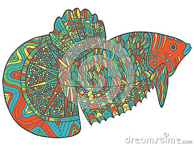 Zentangle doodle fish - colorful version of coloring page Vector Illustration