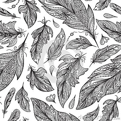 Zentangle Feather Vector Pattern Vector Illustration