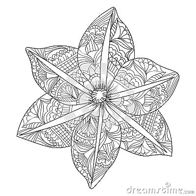 zentangle doodle style art decorative flower background for adult coloring page of easy sketches Vector Illustration