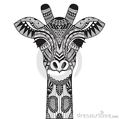 Zentangle giraffe on withe background. Vector Illustration