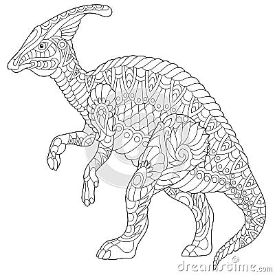 Zentangle hadrosaur dinosaur Vector Illustration