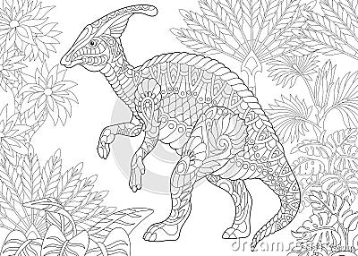 Zentangle hadrosaur dinosaur Vector Illustration