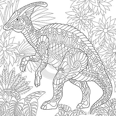 Zentangle hadrosaur dinosaur Vector Illustration