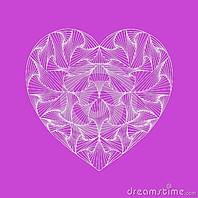 Zentangle hand drawn decorative heart with paradox tangle. Vector design element. Vector Illustration