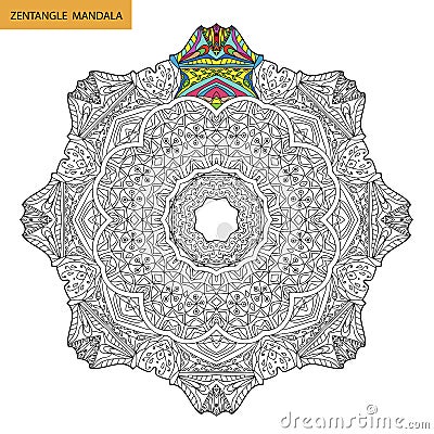 Zentangle mandala - coloring book page for adults, relax and meditation, vector, doodling Stock Photo