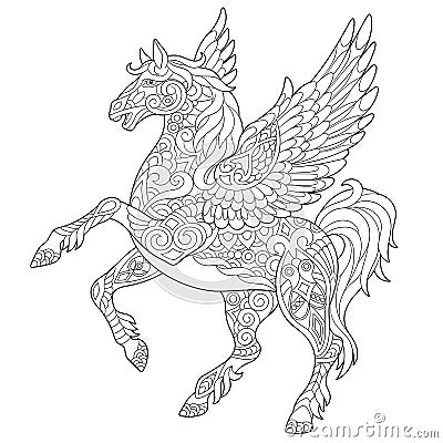 Zentangle pegasus horse Vector Illustration