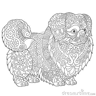 Zentangle Pekingese Dog Vector Illustration