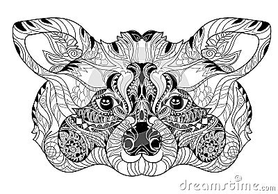 Zentangle raccoon head doodle hand drawn. Vector Illustration