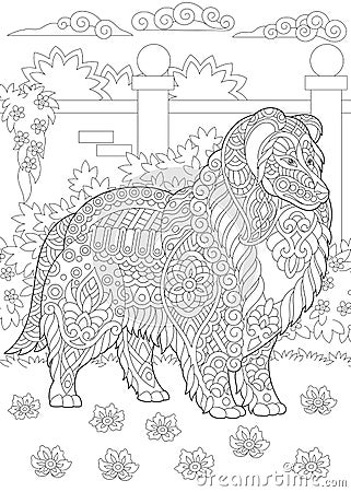 Zentangle Rough Collie dog Vector Illustration