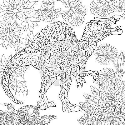 Zentangle spinosaurus dinosaur Vector Illustration