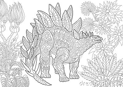 Zentangle stegosaurus dinosaur Vector Illustration