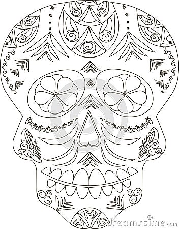 Zentangle stylized black and white sugar skull, hand drawn, vector Vector Illustration