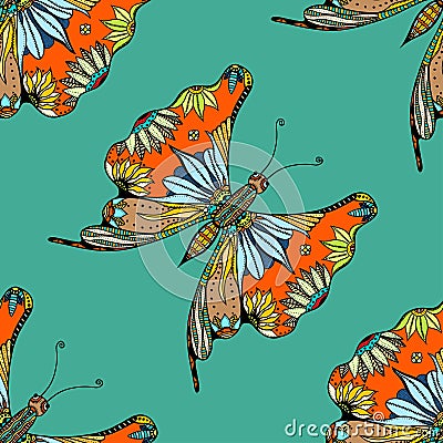 Zentangle stylized Butterfly Vector Illustration