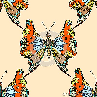 Zentangle stylized Butterfly Vector Illustration