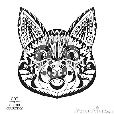 Zentangle stylized cat. Sketch for tattoo or t Vector Illustration
