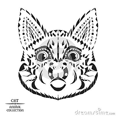 Zentangle stylized cat. Sketch for tattoo or t Vector Illustration