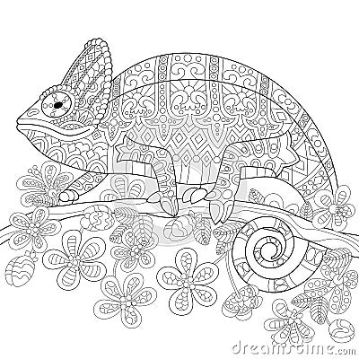 Zentangle stylized chameleon lizard Vector Illustration
