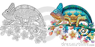 Zentangle stylized chameleon lizard Vector Illustration