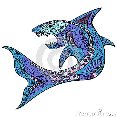 Zentangle stylized colorful Shark Vector Vector Illustration