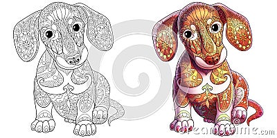 Zentangle stylized dachshund dog Vector Illustration