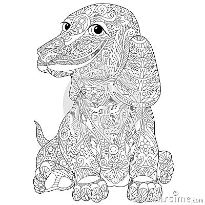 Zentangle stylized dachshund (teckel) Vector Illustration