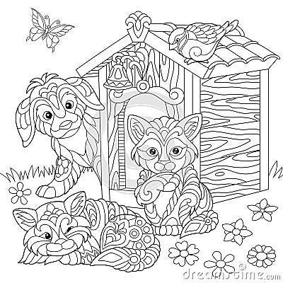 Zentangle stylized domestic pets Vector Illustration