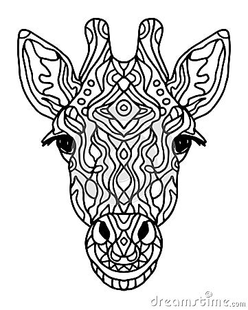 Zentangle stylized doodle vector giraffe head. Zen art style. Zoo animal ethnic tribal african print suits as tattoo Vector Illustration