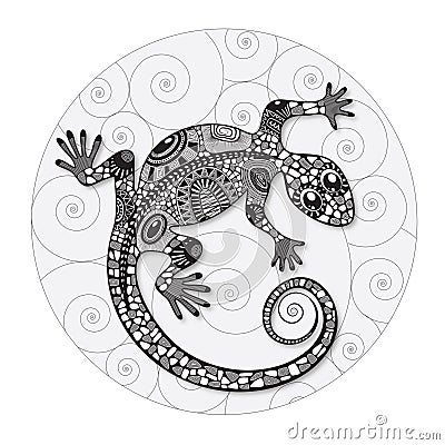 Zentangle stylized drawing of a lizard. Vector Illustration