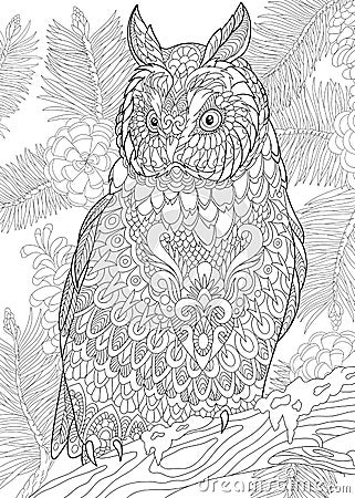 Zentangle stylized eagle owl Vector Illustration