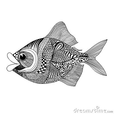 Zentangle stylized Fish. Hand Drawn doodle vector illustration i Vector Illustration