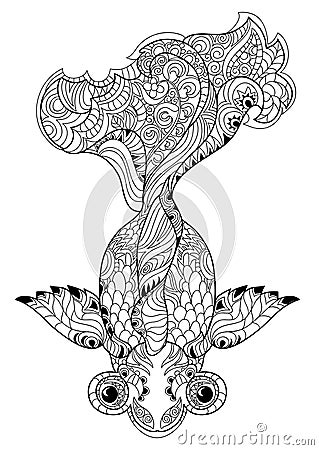 Zentangle stylized floral china fish doodle Vector Illustration