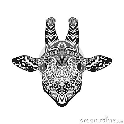 Zentangle stylized giraffe. Sketch for tattoo or t-shirt. Vector Illustration