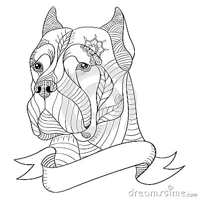 Zentangle stylized head of italian mastiff cane corso. Vector, i Vector Illustration